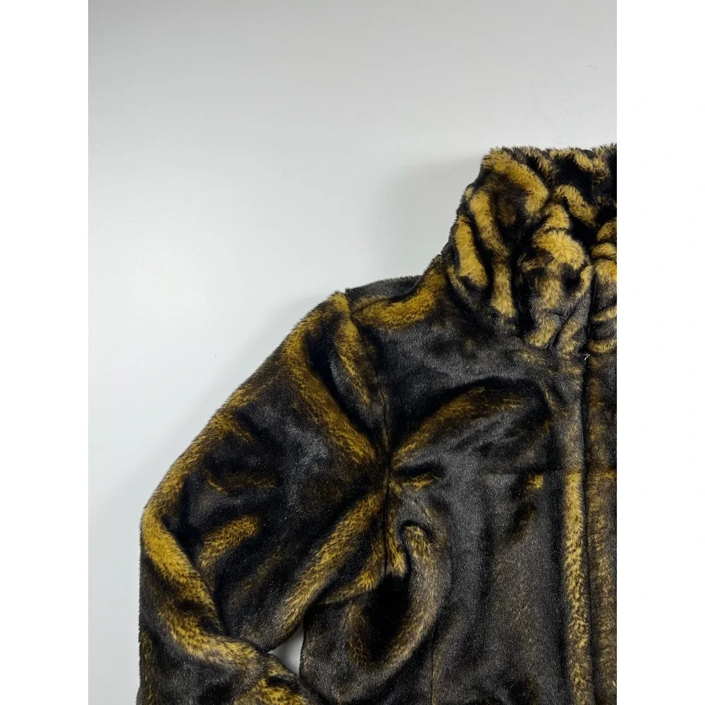 Dennis Basso Faux Fur Jacket Brown Gold Heavy Warm Luxurious Thick Large - Picture 4 of 12